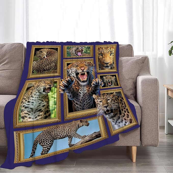 Cheetah Blanket Fleece Soft Warm Plush Wild Animal Throw Blanket Lightweight Plush Fuzzy Cozy Leopard Blankets for Lover Kids Adult Suitable for Couch Sofa Bed 80"X60"