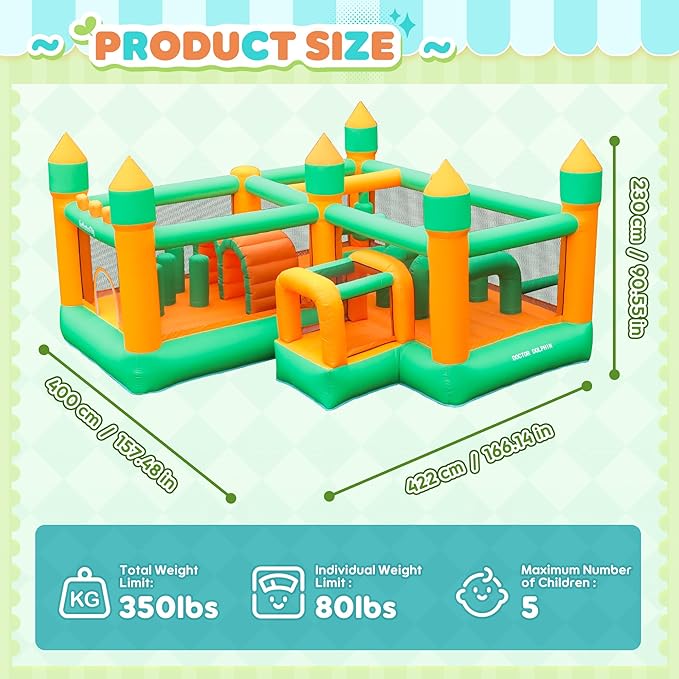 Inflatable Bounce House Kids Obstacle Bouncy Castle for Outdoor Indoor