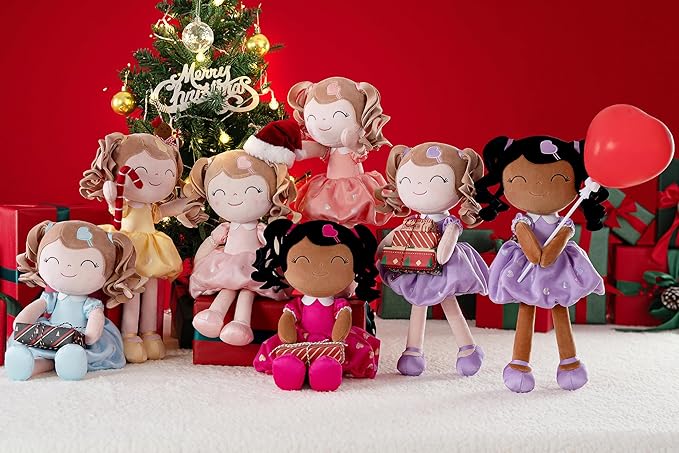 Gloveleya Baby Doll Gifts Plush Curly Girl Toys with Love 16" Orange