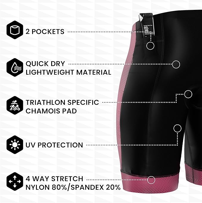 SLS3 Triathlon Shorts Mens – Tri Shorts Mens – 2 Pockets FRT – Designed by Athletes for Racing