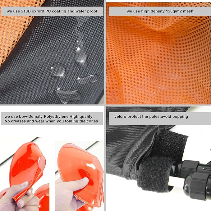 Poray Soccer Goal for Kid Easy-up Set of Two Portable Soccer Net 210D Oxford with 8 Field Marker Cones Extra Stakes Fun for Backyard and Soccer Training