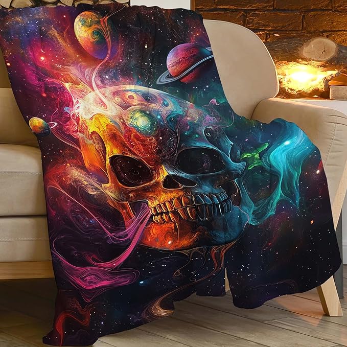 Skull Blanket Skeleton Throw Blanket Gifts for Women Girls Men Boys Kids Adults Super Soft Cozy Plush Fluffy Fuzzy Fleece Blanket Decor 40''X50''