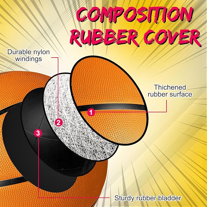 Jenaai 6 Pack Mini Basketballs with Pump for Kids 7 Inch Size 3 Rubber Arcade Basketball Color Small Toy Indoor Outdoor Pool Arcade Games Colorful Basketball for Kids Toddlers(Multicolor)