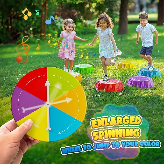 Flooyes Stepping Stones for Kids, 6pcs Light up & Music Non-Slip Stepping Stones, Sensory Toy for Toddler Balance & Coordination Skills, Indoor & Outdoor Toys, Toys for Toddlers Ages 3-5
