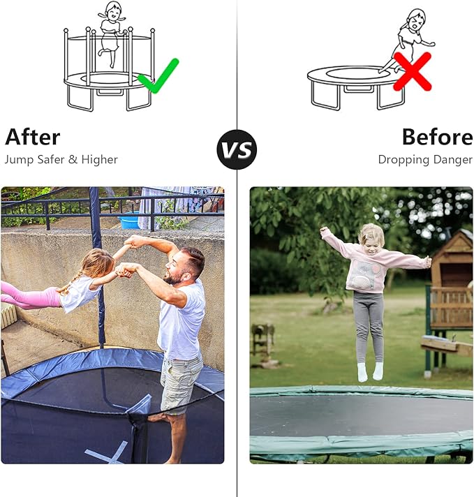 Goplus Trampoline Safety Net for 8FT 10FT 12FT 14FT 15FT 16FT Round Frame Trampoline, Weather-Resistant Replacement Enclosure Net with Double-Headed Zipper, Hooks, Net Only