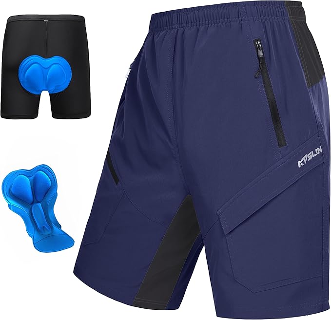 Men's Mountain Bike Shorts 3D Padded Baggy Bicycle Riding Cycling Shorts Quick Dry Lightweight Biking Shorts