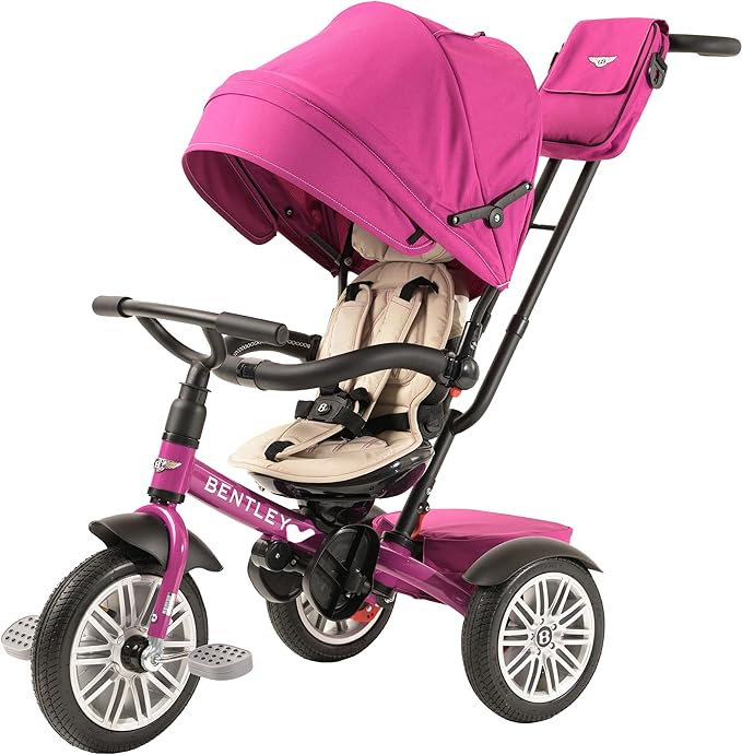 Bentley Trike, All Terrain Toddler Bike 6-in-1, Officially Licensed & Designed by Bentley Motors UK; Baby to Big Kid Tricycle is a Compelling Statement of Performance & Luxury, Fuschia Pink (6m-5y+)