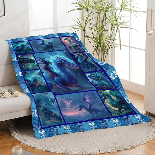 Dragon Throw Blanket Dragon Stuff Gifts for Kids Girls Boys Adults Women Men Soft Cozy Warm Plush Fluffy Fuzzy Fleece Blanket Decor 60''X80''