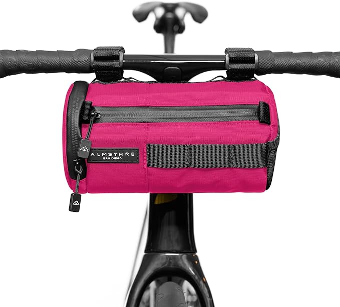 Signature Bar Bag – Passion Pink | Hard-Shell Bike Handlebar Bag with Waterproof Zippers & Adjustable Straps | Lightweight Bicycle Handlebar Bag, Compatible with Road, Gravel & MTB Bikes