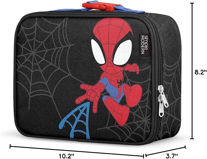 Simple Modern Marvel Kids Lunch Box for School | Reusable Insulated Lunch Bag for Toddler, Girl, and Boy | Meal Containers with Exterior & Interior Pockets | Hadley Collection | Spidey Kid
