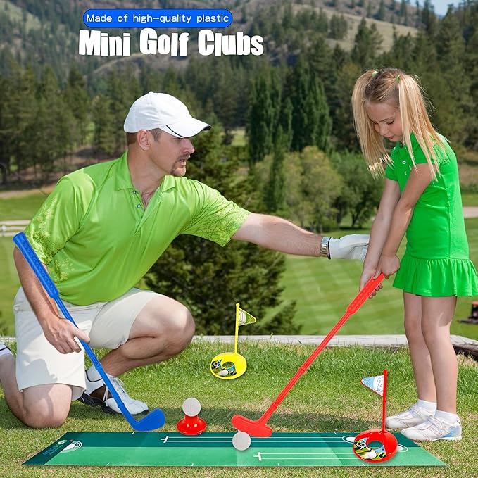 27 Pcs Plastic Mini Golf Set Plastic Toddler Golf Clubs Kids Golf for Outdoor Indoor Educational Golf Birthday Christmas Party Gifts, 3 Colors