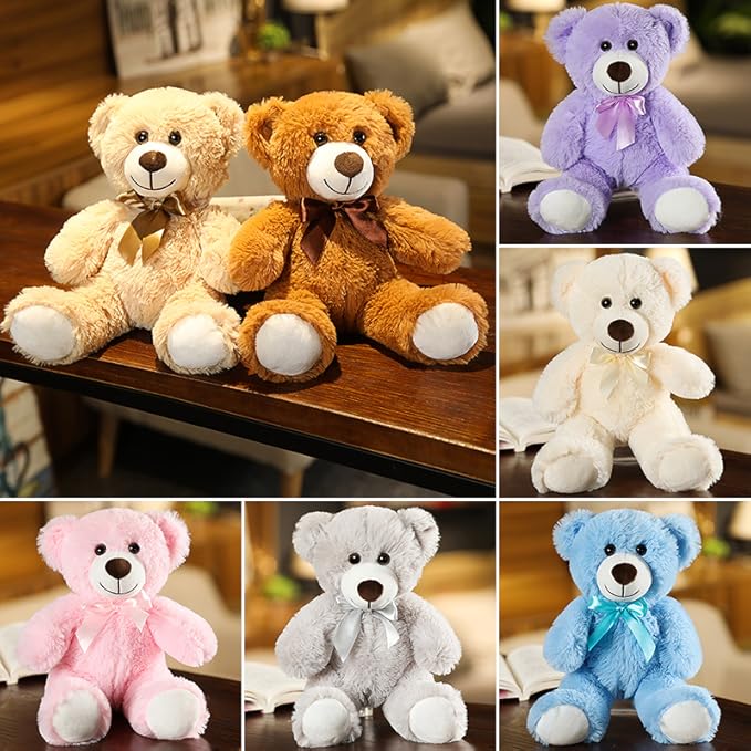 Plush Teddy Bear Stuffed Animal Bear, Plush Doll Gift for Kids and Girls, Party Home Decoration 13.8 Inches(Pink+Pink, 2 pcs)