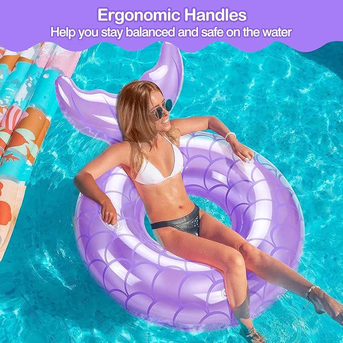 MoKo Inflatable Swimming Ring, Cute Pool Float Tube Decorations Swim Tubes Outdoor Pool Beach Water Floats Party Supplies Floaties