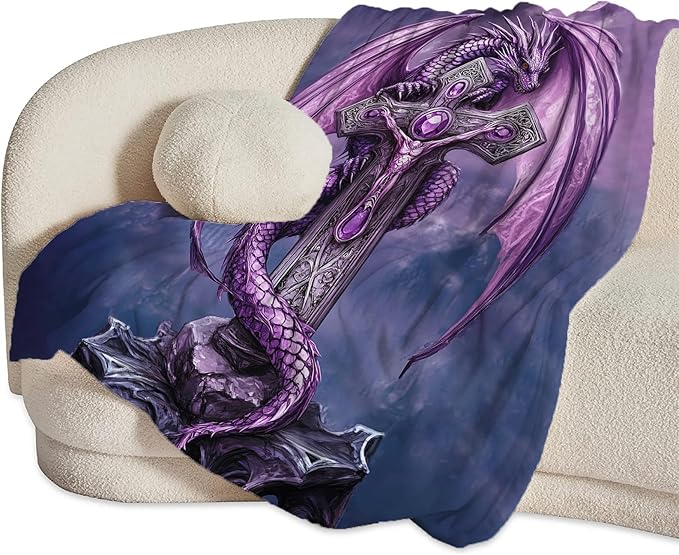 Dragon Blanket Purple Dragon Gifts Throw Blankets for Girls Boys Women Men Plush Cozy Flannel Fleece Fuzzy Party Blanket for Bed Couch Sofa 80"X60"