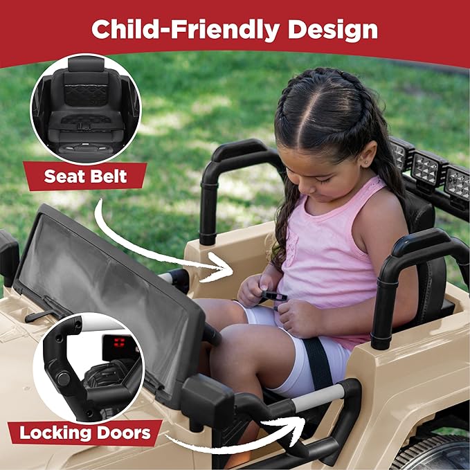 Best Choice Products Kids 12V Ride On Truck, Battery Powered Toy Car w/Spring Suspension, Remote Control, 3 Speeds, LED Lights, Bluetooth - Sand