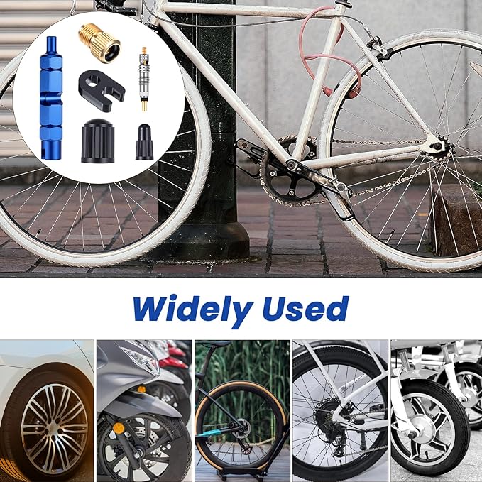 Presta Valve Core Removal Tool with Valve Core Cover Brass Screws Plastic Buckle & Installation Tools for Bike Tire Tubeless Road MTB Tires