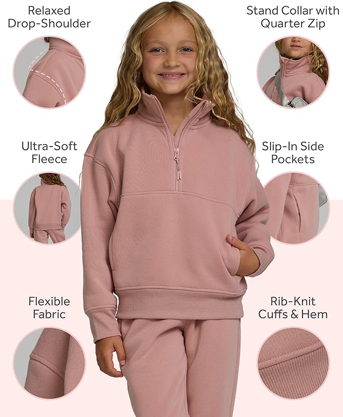 PURE CHAMP Girls Sweatshirt 3 Pack Hoodies for Teen Girls Crewneck Sweatshirt Quarter Zip hoodies Fleece Sizes 4–16 Clothing