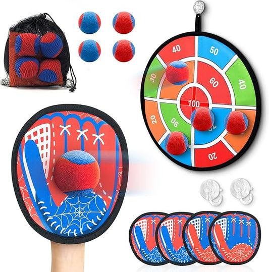 2 in 1 Toss and Catch Ball Game Set, Toddler Baseball Glove for Beach Pool Yard, Kids Sports & Outdoor Play Toys with Target Board, Birthday Gift for Ages 3 4 5 6 7 8-12 Year Old Boys Girls