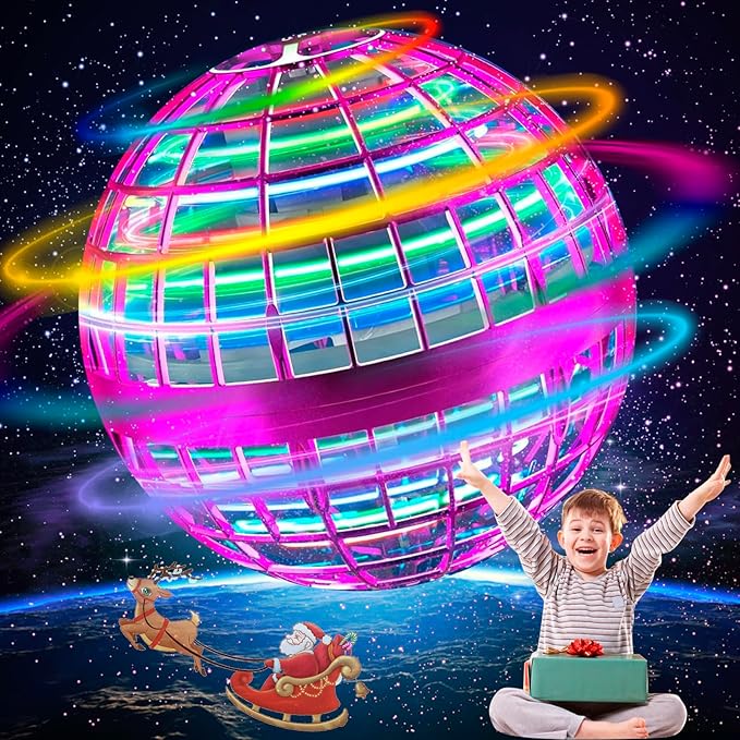 Flying Orb Ball Toy - 2025 Upgraded Magic Flying Orb Toy with LED Light 360°Rotating, Boomerang Flying Toys Indoor Outdoor Fun Games, for 6 7 8 9 10 12+ Year Old Kids Boys Girls Adults
