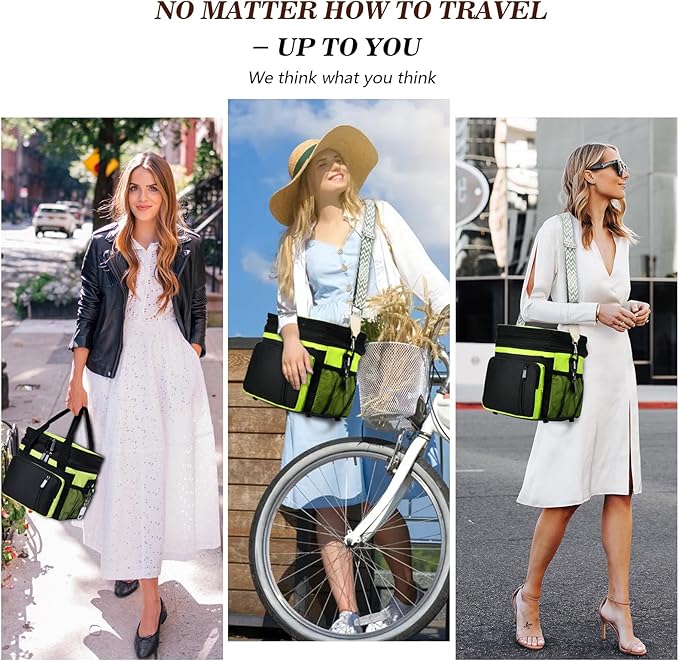 LOKASS Lunch Box for Women/Men-16L-Insulated Lunch Bag, Expandable Double-layer Leakproof Cooler Bag with Upgrade Adjustable Shoulder Strap Ideal for Work/Travel/Picnics（Neon Green）