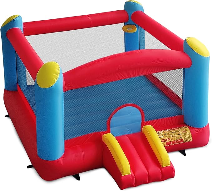 Funormous Enormous Giant Bounce House for Kids, Indoor Outdoor Inflatable Huge Bouncy Castle with Double Basketball Hoops, Includes Air Blower with GFCI