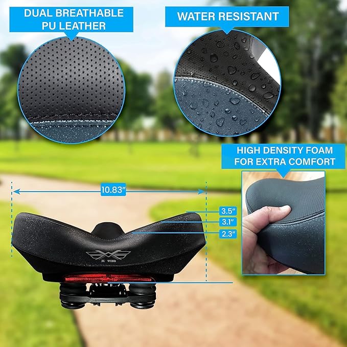 X WING New-Age Noseless Bike Seat Cushion for Men & Women - Extra Padding & Wide - Suitable for City, Electric, Stationary Bikes - Compatible with Peloton Bikes – Wide Winged Bike Seat with Cushion