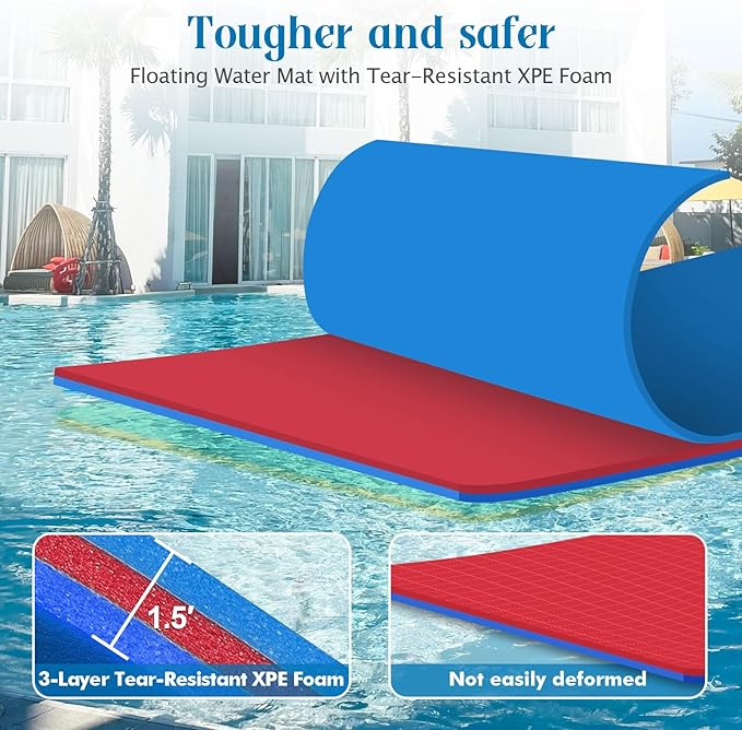Lily Pad Floating Mat, 7/9/12/18 FT Floating Mat, Pool Float for Water Recreation, Floating Water Mat, 3-Layer Tear-Resistant XPE Foam for Boat, Beach, Ocean, Pool,Lake