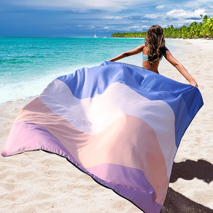 Beach Blanket Waterproof Sandproof Beach Mat 79" X 83"/10'x9'for 2-8 Adults Quick Drying Outdoor Picnic Mat Beach Accessories for Travel, Camping, Hiking