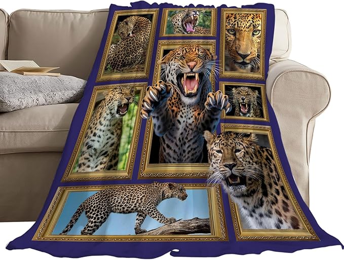 Cheetah Blanket Fleece Soft Warm Plush Wild Animal Throw Blanket Lightweight Plush Fuzzy Cozy Leopard Blankets for Lover Kids Adult Suitable for Couch Sofa Bed 80"X60"