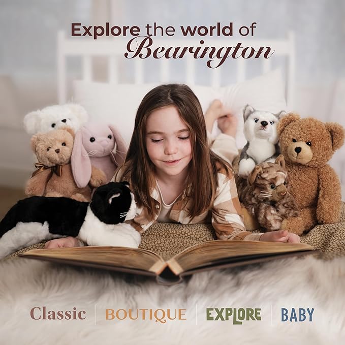 Bearington Collection Domino 15-Inch Tuxedo Cat Plush Toy - Cat Stuffed Animal for Kids - Animal Plush - Stuffed Kitten