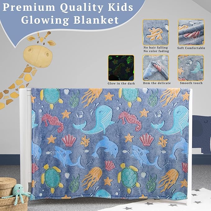 obinsm Glow in The Dark Blanket for Boys & Toddlers