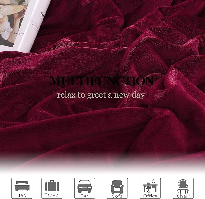 NANPIPER Sherpa Blanket Twin Thick Warm Blanket for Winter, Super Soft Fuzzy Flannel Fleece/Wool Like Reversible Velvet Plush (Wine Red, Twin Size 60"x80")