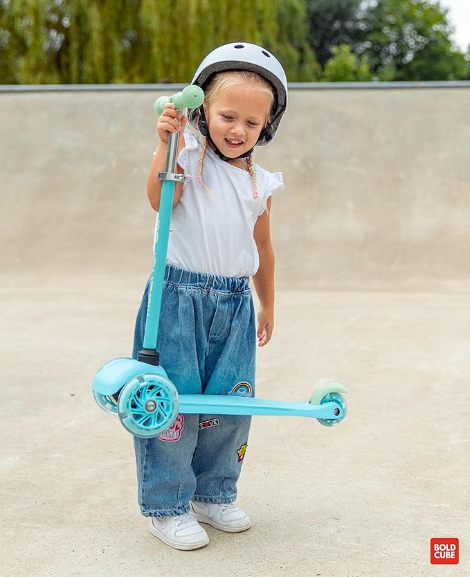 Teeny | 3 Wheel Mint Scooter for Kids & Toddlers Ages 3-6 Years | Flashing Wheels | Height Adjustable 53 to 70 cm | My First Scooter