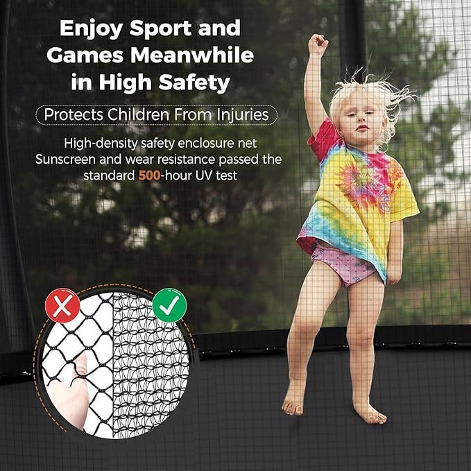 Tatub Large Trampolines Outdoor 10 12 14 15 16FT for Kids and Adults,Outdoor Recreational Pumpkin Trampolines with Curved Poles and Safety Enclosure Net, Basketball Hoop, Ladder