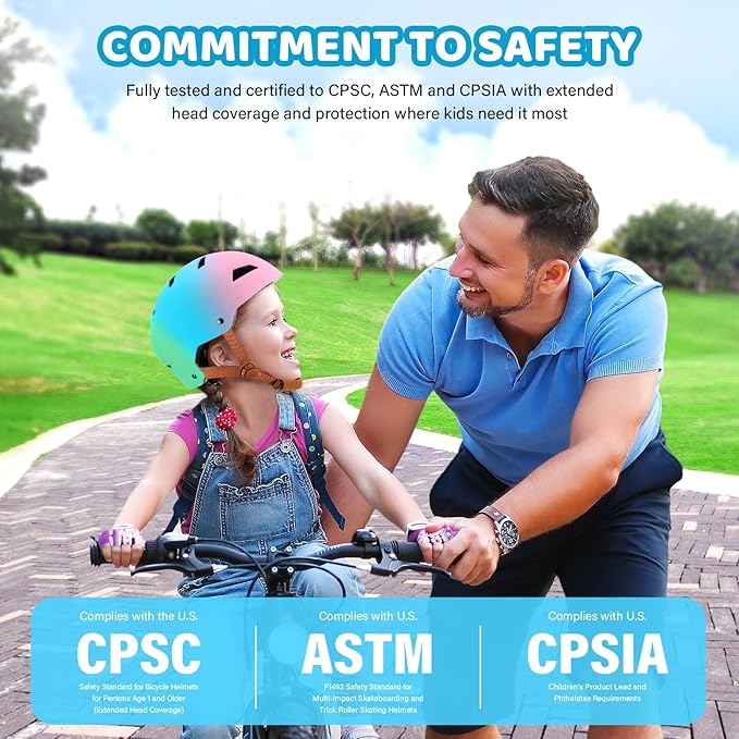 Kids Bike Helmet Ages 3-5-8-14, CPSC ASTM CPSIA Certified Toddler Helmet