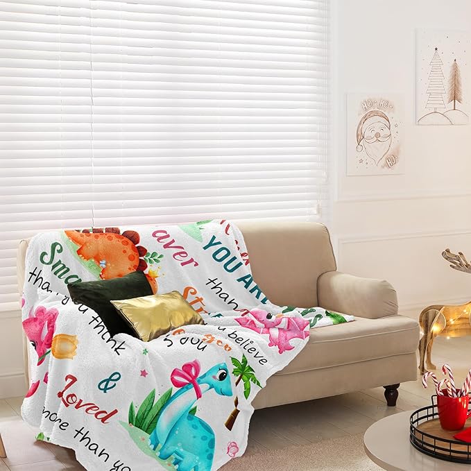 Dinosaur Christmas Blanket, Dinosaur Gifts for Girls/Boys 50"X40", Birthday Gift for Kids Teens Who Like Dinosaurs