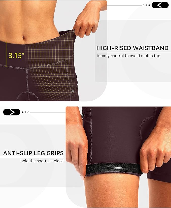 Women's 4D Padded Bike Shorts 5"/7" Riding Underwear Cycling Bicycle Road Biking Cycle Shorts for Women Zipper Pockets