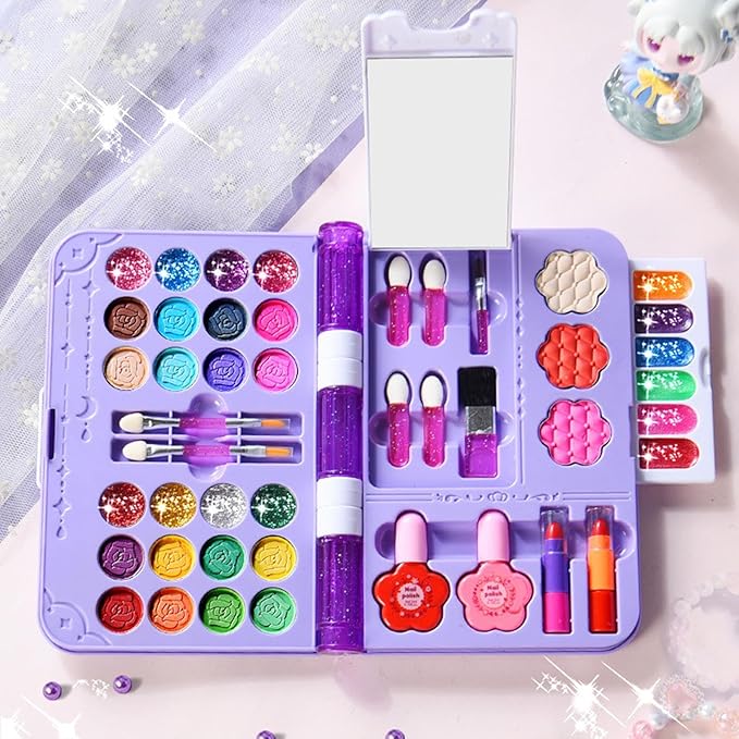 Kids Makeup Set for Girl, Washable Little Girls Princess Make Up Toys for 4 5 6 7 8 9 10 11 12 Year Old Girl Christmas & Birthday Gift