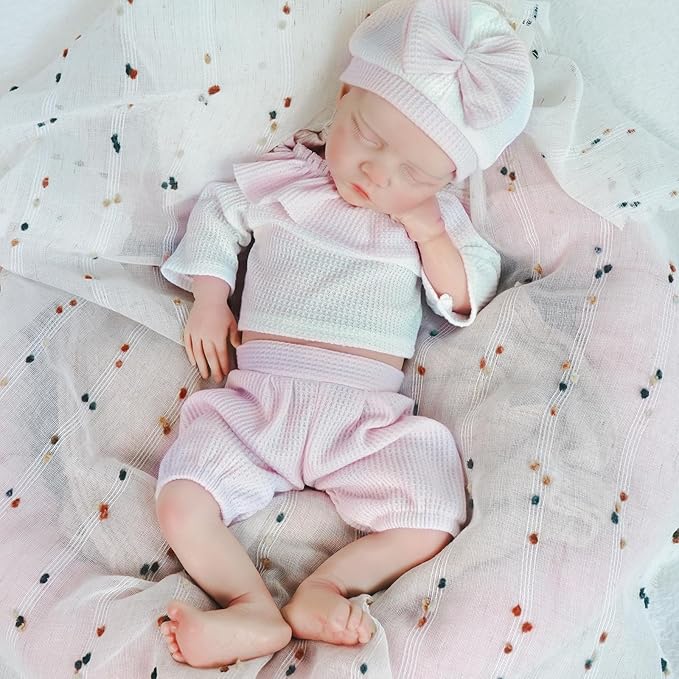 18.11 in Full Silicone Reborn Baby Dolls, 1:1 Lifelike Newborn Dolls Non Vinyl Realistic Reborn Toddler Dolls Boy Washable Sleeping Doll