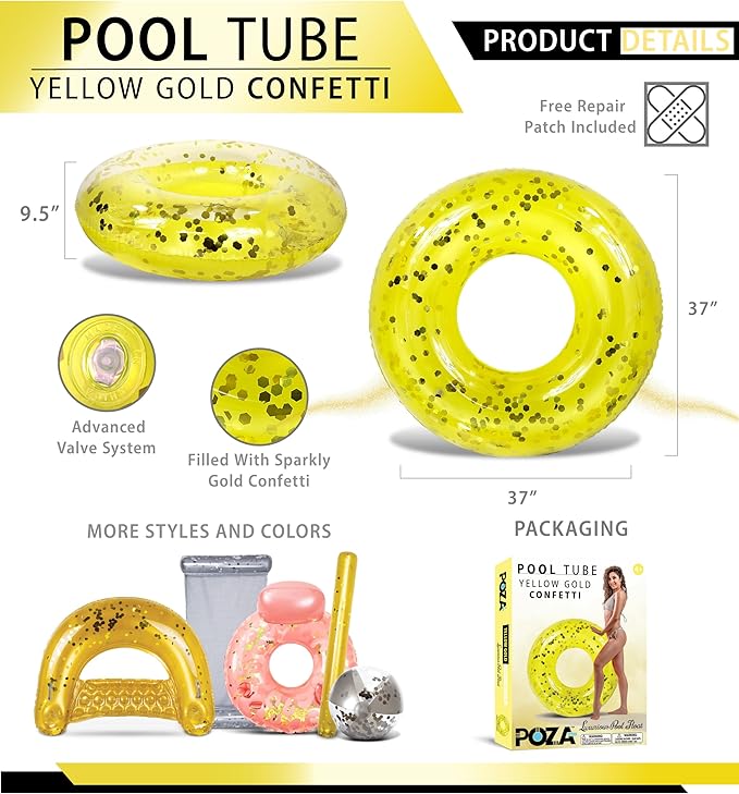 CoTa Global Inflatable Pool Float Tube Confetti Premium Swim Ring Heavy Duty Vinyl Flotation Pool Floats Toy for The Beach, Party, Vacation, UV Resistant - Pool Party
