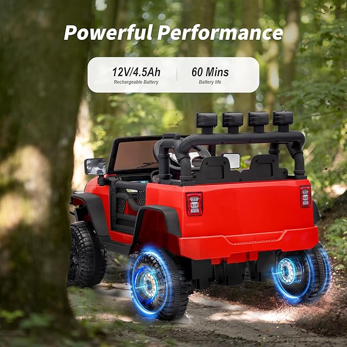 Kids Ride on Car Toy, 12V Electric Car for Kids with Remote Control, LED Light - Red