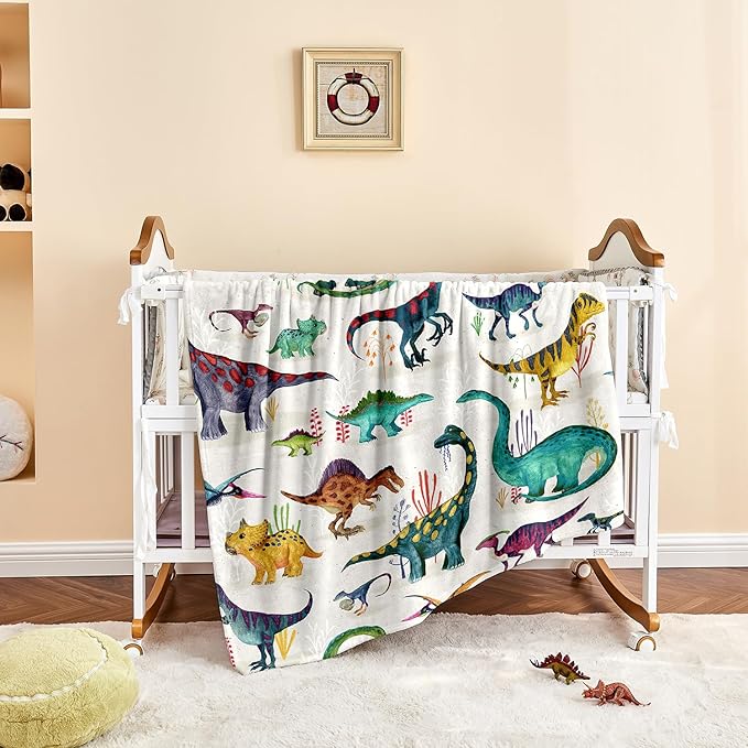 Wajade Dinosaur Blanket for Boys, Soft Fleece Kids Blanket for Couch Sofa Bedroom, Toddler Cute Dinosaur Throw Blanket Gifts for Birthday Christmars Easter Halloween, 50"x60"