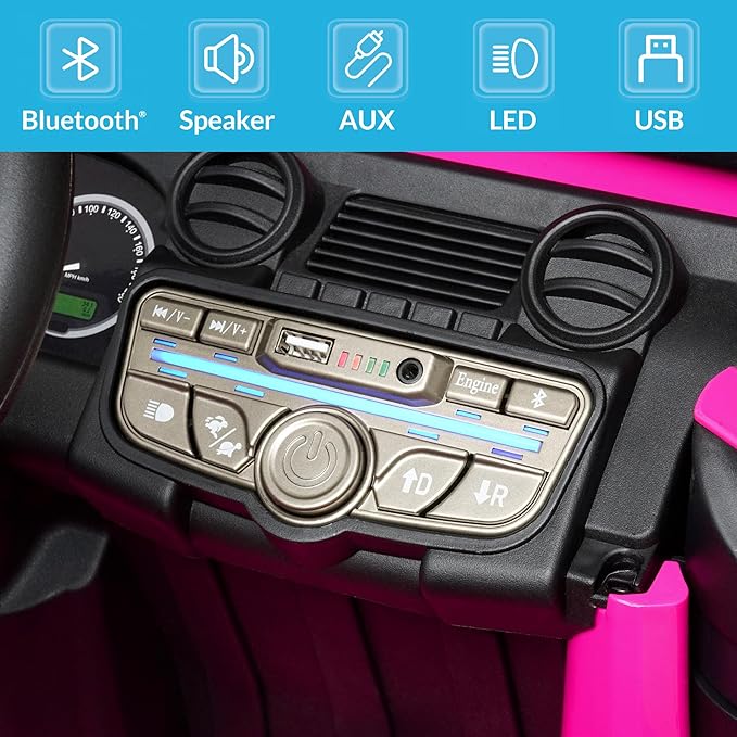 Kidzone Licensed Land Rover Defender 110 SVX 12V Ride On Car for Kids Ages 3–8, Electric SUV Toy with Parent Remote Control, Bluetooth Music, LED Headlights, Off-Road Wheels, Pink