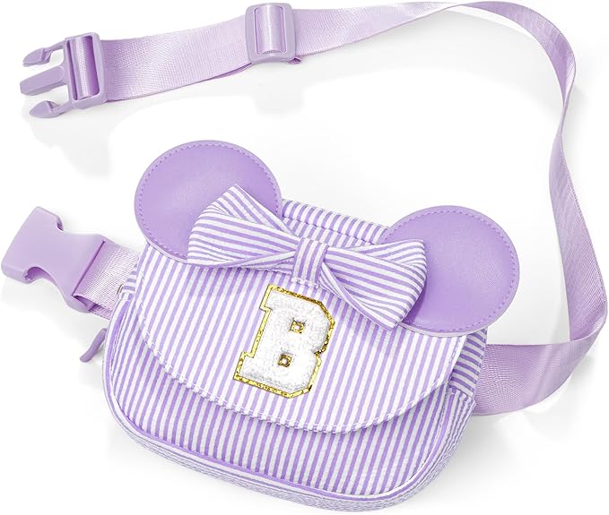 Birthday Gifts for 4 5 6 7 8 9 10 11 Year Old Girls Easter Gift for Girls Kids Daughter Personalized Initial Fanny Pack Belt Bag | Toddler Purse Gifts for Girl Purple B