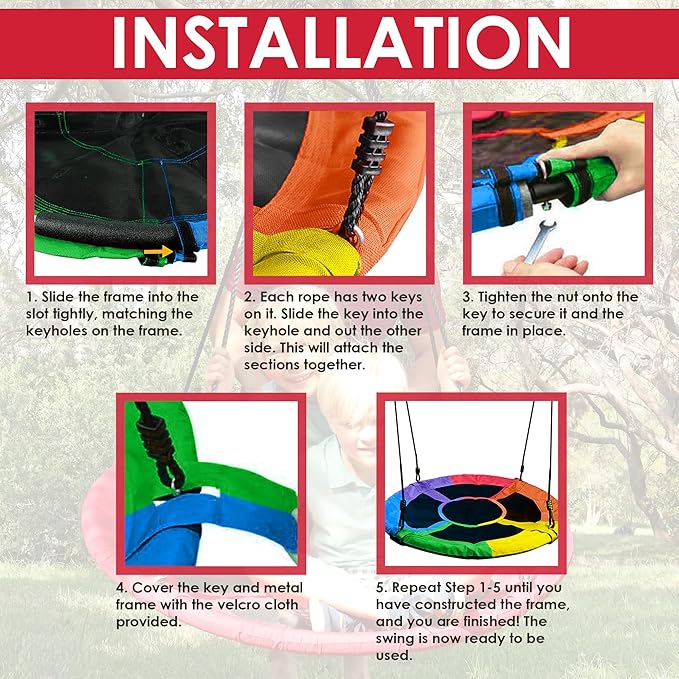 Tree Swing for Kids, Round Swings for Kids Outdoor, Weather Resistant Fabric