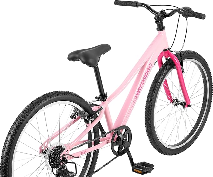 Retrospec Dart 20 & 24 Inch Kids Bike - 7-Speed Hybrid Bicycle for Ages 6-11 with 29in All-Season Tires & Shock Absorption - Adjustable Height Youth Bike with V-Brakes & Smooth Gear Shifting