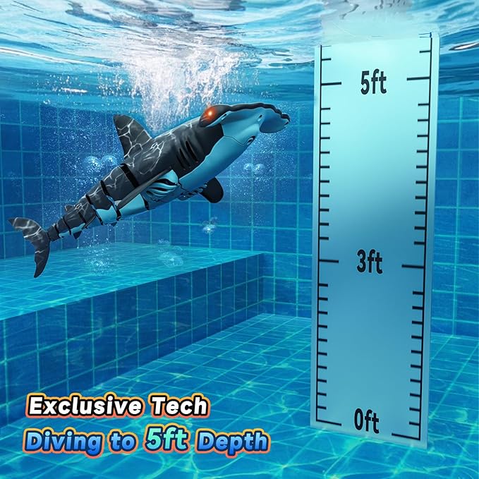Remote Control Shark Toys High Simulation,Water Toys for Kids, High Simulation Shark for Pool & Bath, Ideal Gifts for Boys Ages 6+ (Gray)