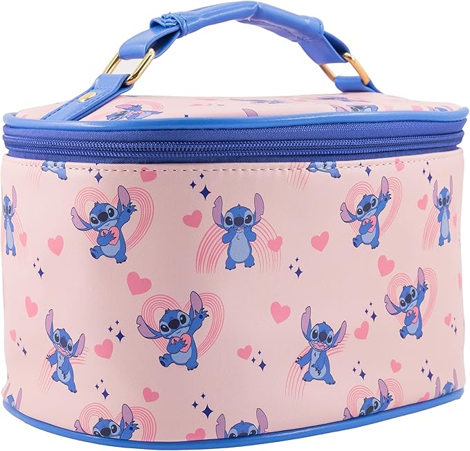 Disney Stitch Makeup Bag – Makeup Organizer, Travel Toiletry Bag for Women & Girls | Cute Cosmetic Bag, Train Case for Kids, Travel Bag, Toiletry Bag for Women, Make up Storage | Ages 3+
