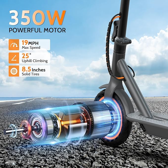 Electric Scooter for Adults, Folding E Scooter with 350W/500W Motor 16/21 Mph Top Speed, Max 19-23 Miles Long Range, 8.5''/10'' Solid Tires Commuting Scooters with Dual Brakes System, APP