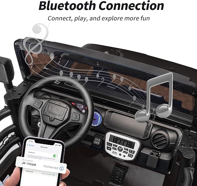 2 Seater Ride on Electric Car, 12V Ride on Toy Car for Kids 4-8 w/Remote Control, EVA Tires - Black